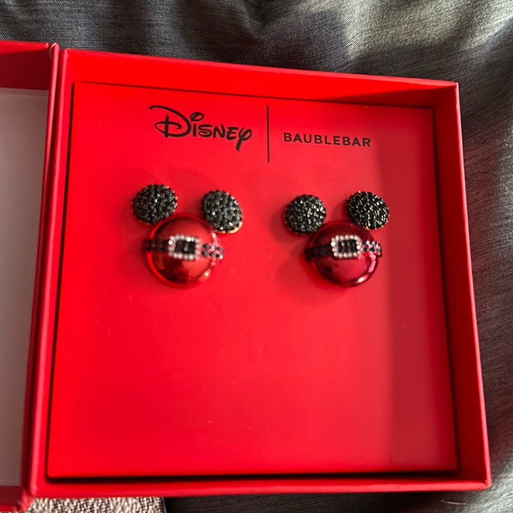 Mickey Mouse Santa hat earrings
